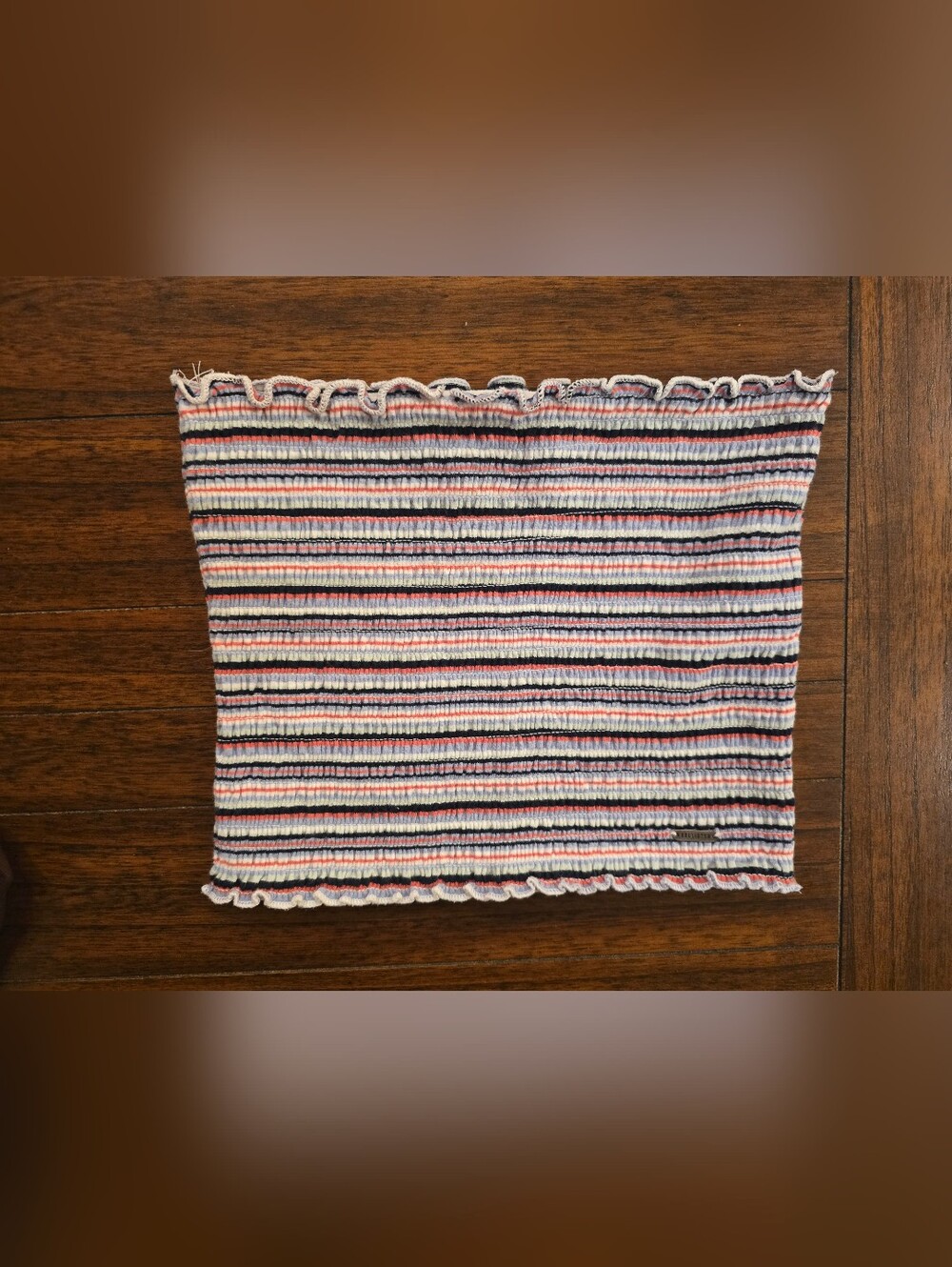 Hollister Striped Smocked Tube Top — White, Navy & Pink
